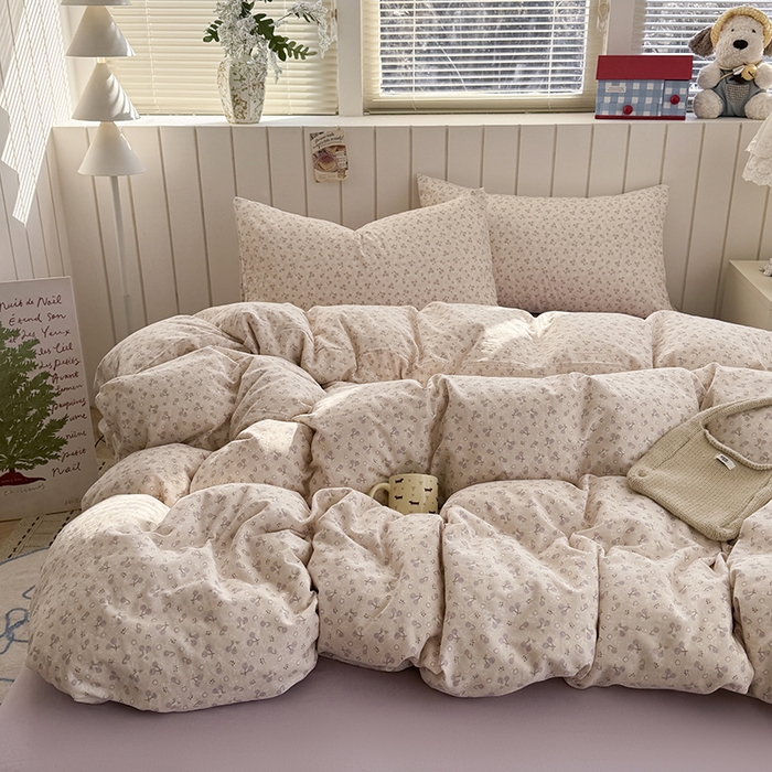 91家纺网 家纺一手货源 找家纺 爱思佳 2026新款全棉纯棉双层纱基款系列四件套 樱桃仙子