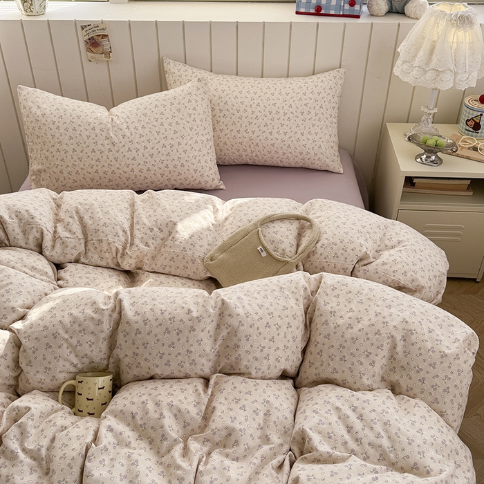 91家纺网 家纺一手货源 找家纺 爱思佳 2026新款全棉纯棉双层纱基款系列四件套 樱桃仙子