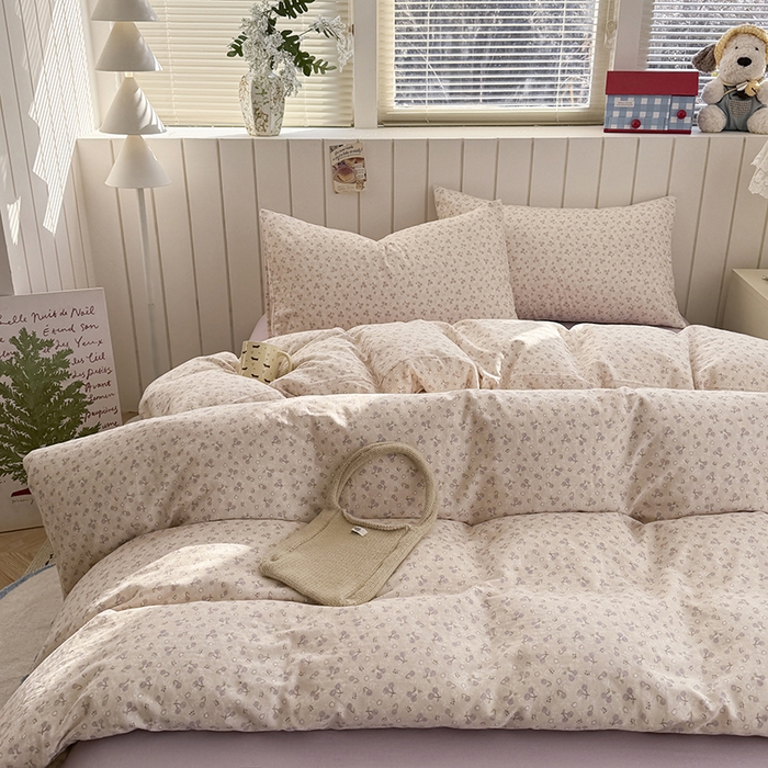 91家纺网 家纺一手货源 找家纺 爱思佳 2026新款全棉纯棉双层纱基款系列四件套 樱桃仙子