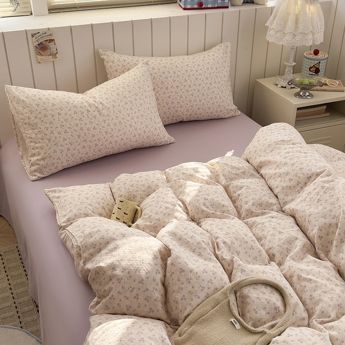 91家纺网 家纺一手货源 找家纺 爱思佳 2026新款全棉纯棉双层纱基款系列四件套 樱桃仙子