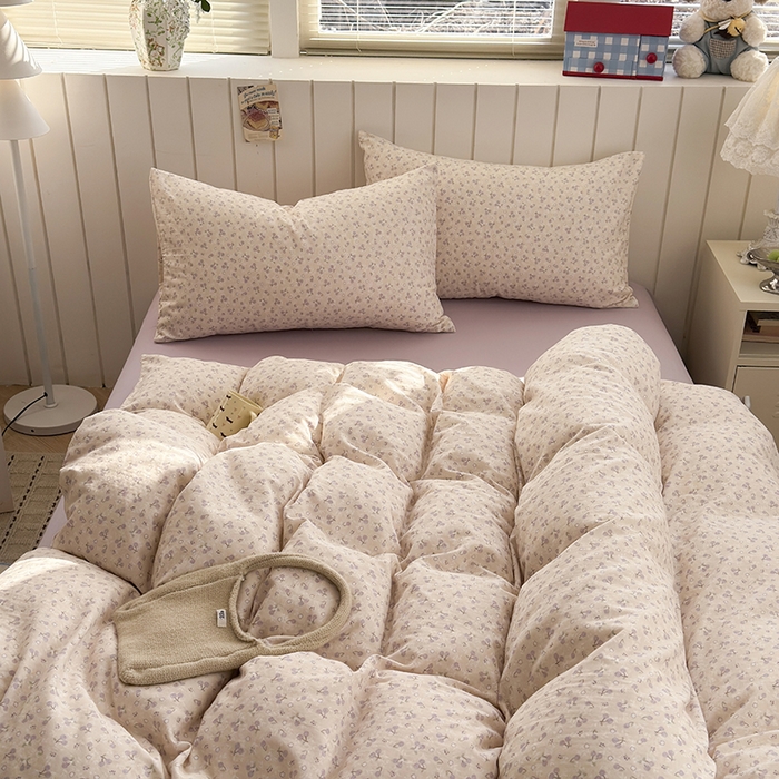 91家纺网 家纺一手货源 找家纺 爱思佳 2026新款全棉纯棉双层纱基款系列四件套 樱桃仙子