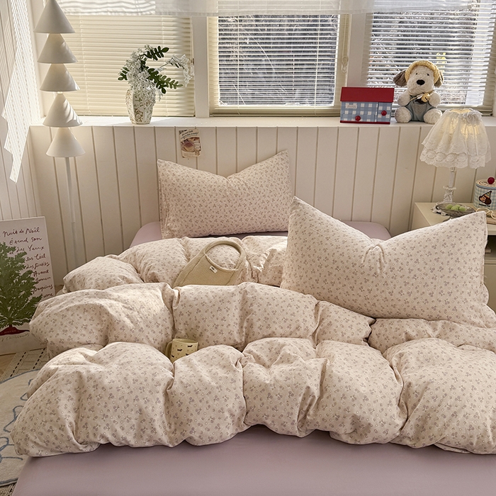 91家纺网 家纺一手货源 找家纺 爱思佳 2026新款全棉纯棉双层纱基款系列四件套 樱桃仙子