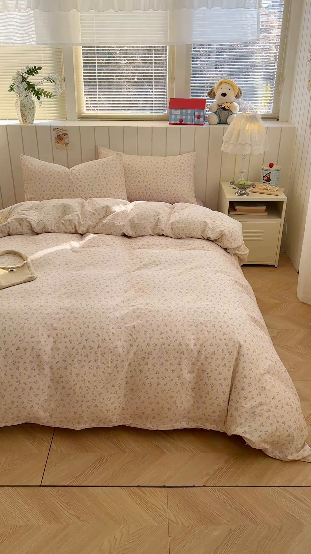 91家纺网 家纺一手货源 找家纺 爱思佳 2026新款全棉纯棉双层纱基款系列四件套 樱桃仙子