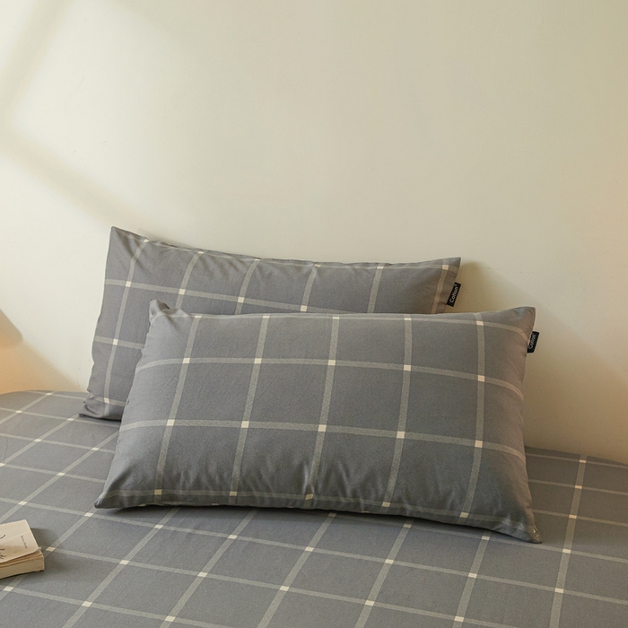 涵宸家纺 2026新款全棉印花单枕套-良品 枕套-麦田-灰