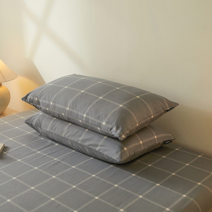 91家纺网 家纺一手货源 找家纺 涵宸家纺 2026新款全棉印花单枕套-良品 枕套-麦田-灰