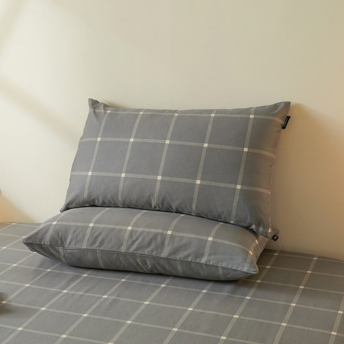 91家纺网 家纺一手货源 找家纺 涵宸家纺 2026新款全棉印花单枕套-良品 枕套-麦田-灰