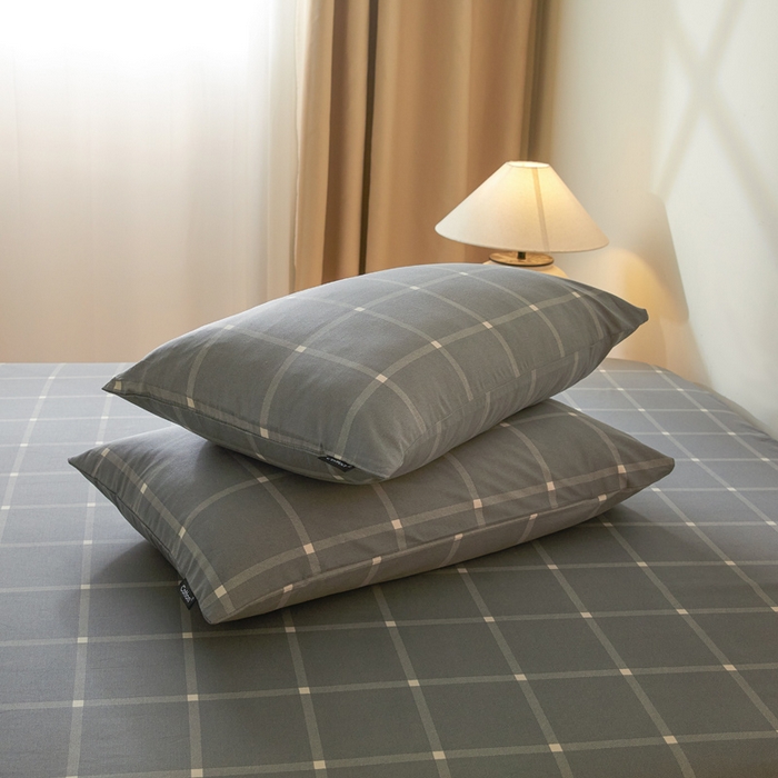 91家纺网 家纺一手货源 找家纺 涵宸家纺 2026新款全棉印花单枕套-良品 枕套-麦田-灰