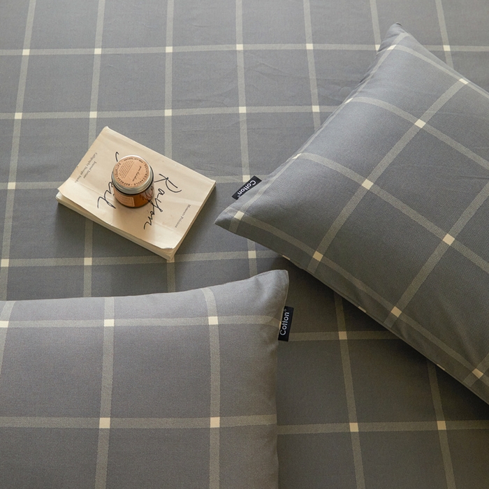 91家纺网 家纺一手货源 找家纺 涵宸家纺 2026新款全棉印花单枕套-良品 枕套-麦田-灰