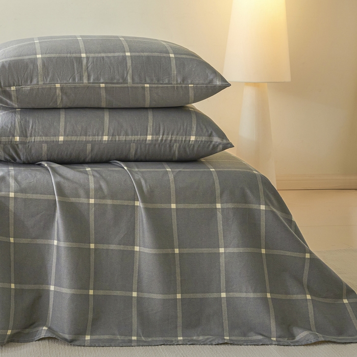 91家纺网 家纺一手货源 找家纺 涵宸家纺 2026新款全棉印花单枕套-良品 枕套-麦田-灰