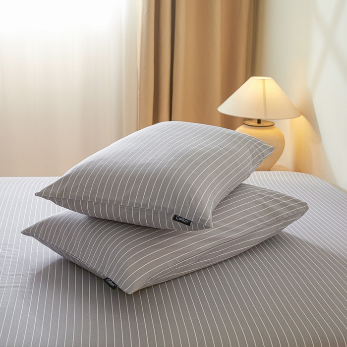 91家纺网 家纺一手货源 找家纺 涵宸家纺 2026新款全棉印花单枕套-良品 枕套-英伦-浅灰