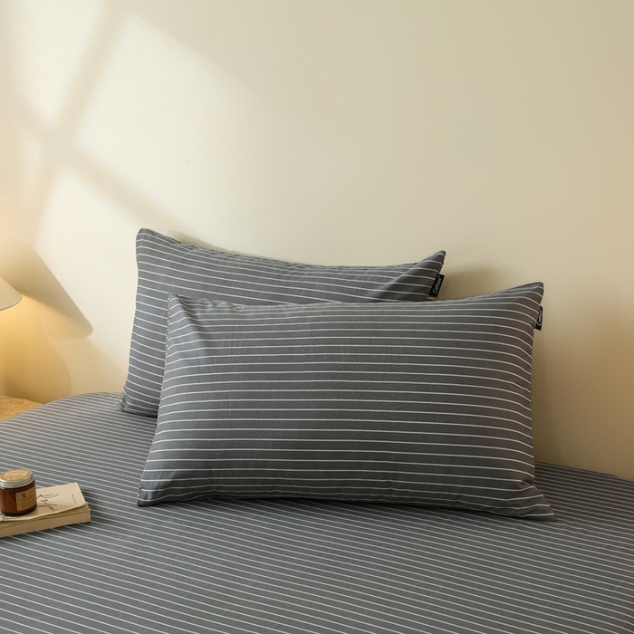 涵宸家纺 2026新款全棉印花单枕套-良品 枕套-英伦-深灰