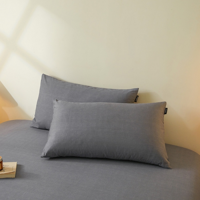 涵宸家纺 2026新款全棉印花单枕套-良品 枕套-云纹-深灰