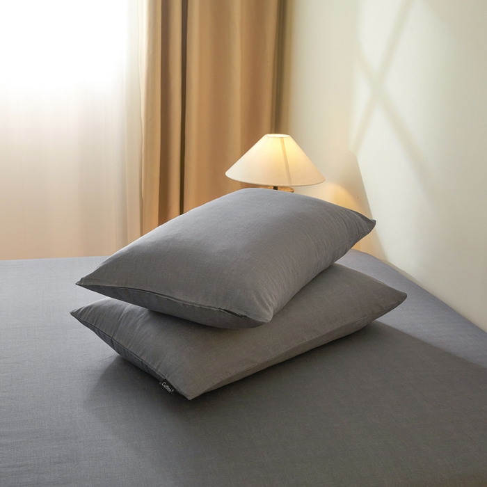 91家纺网 家纺一手货源 找家纺 涵宸家纺 2026新款全棉印花单枕套-良品 枕套-云纹-深灰