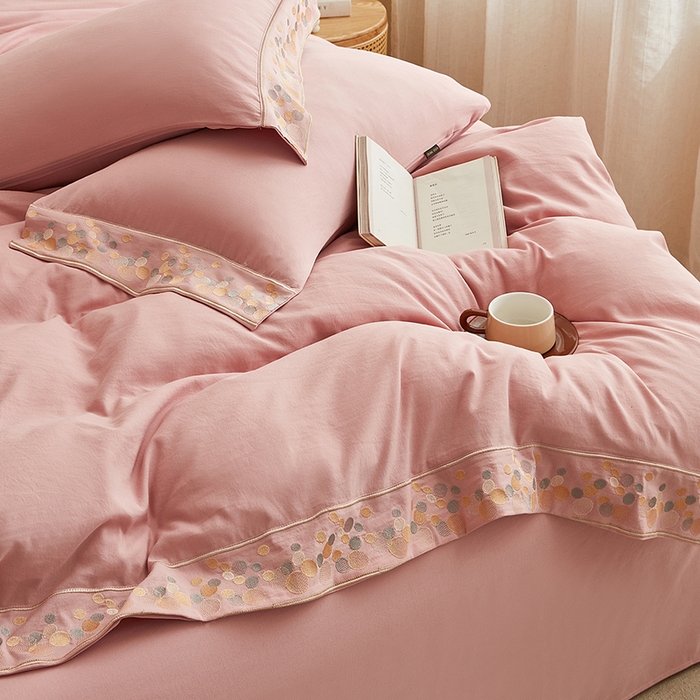 91家纺网 家纺一手货源 找家纺 库里梦家纺 2026新款A类棉麻绣花四件套-都市 都市-粉