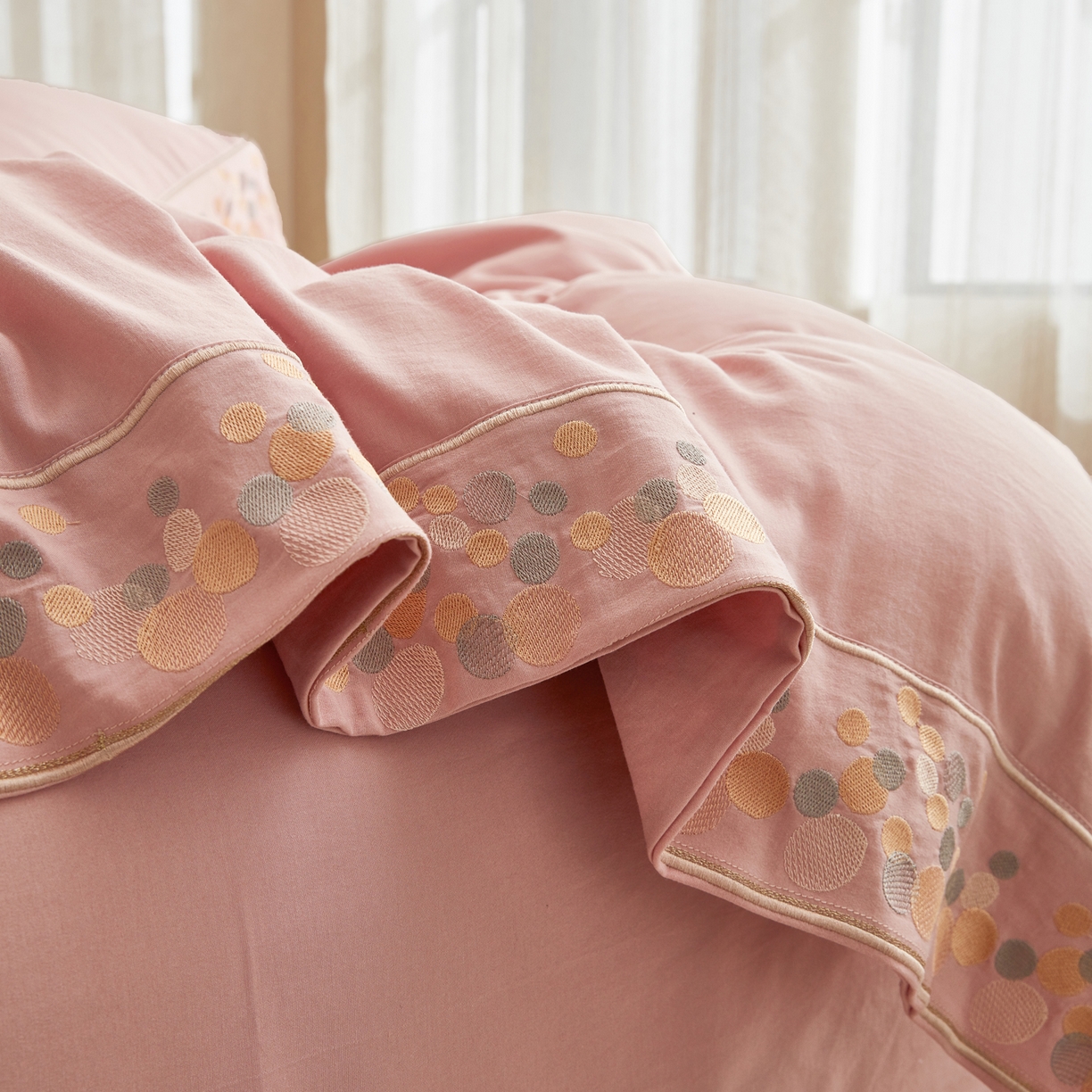 91家纺网 家纺一手货源 找家纺 库里梦家纺 2026新款A类棉麻绣花四件套-都市 都市-粉