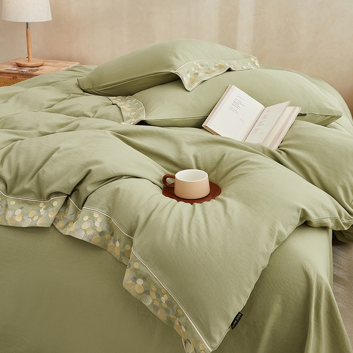 91家纺网 家纺一手货源 找家纺 库里梦家纺 2026新款A类棉麻绣花四件套-都市 都市-绿