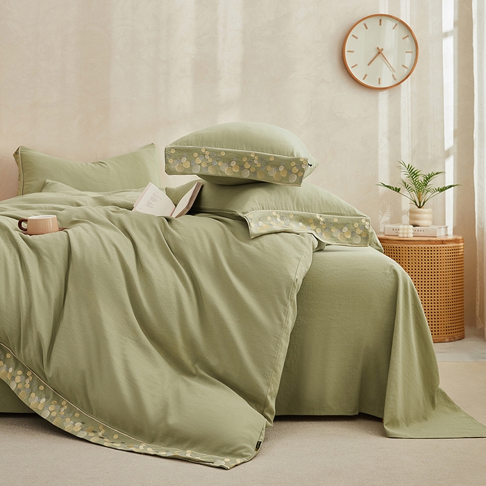 91家纺网 家纺一手货源 找家纺 库里梦家纺 2026新款A类棉麻绣花四件套-都市 都市-绿