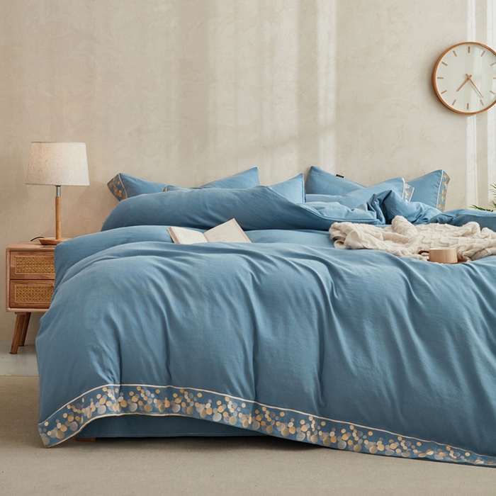 91家纺网 家纺一手货源 找家纺 库里梦家纺 2026新款A类棉麻绣花四件套-都市 都市-蓝