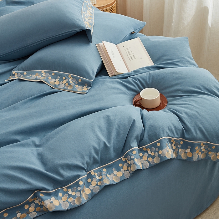 91家纺网 家纺一手货源 找家纺 库里梦家纺 2026新款A类棉麻绣花四件套-都市 都市-蓝