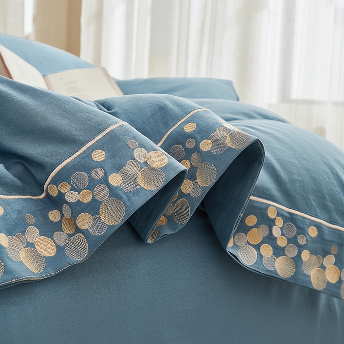 91家纺网 家纺一手货源 找家纺 库里梦家纺 2026新款A类棉麻绣花四件套-都市 都市-蓝