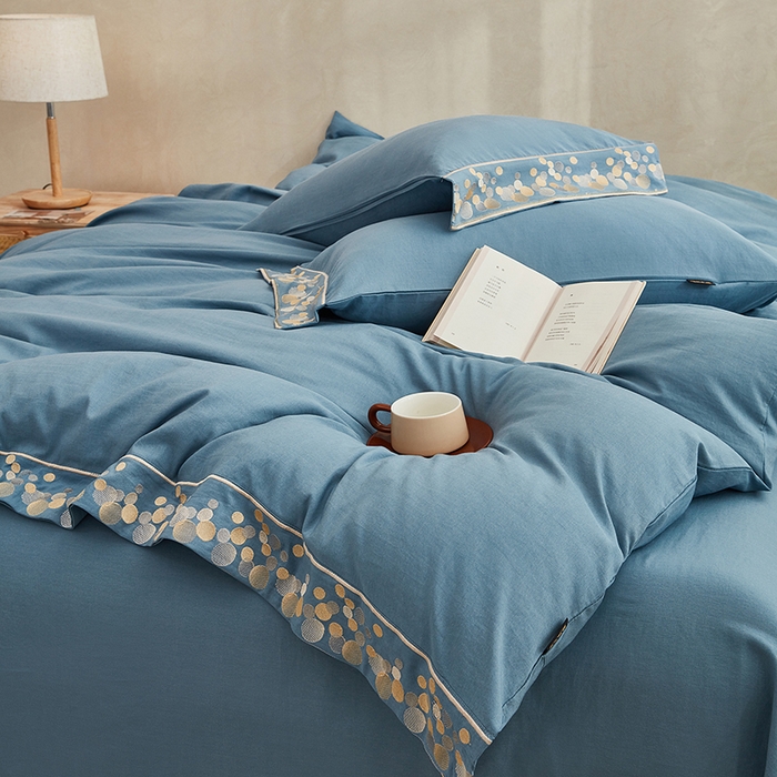 91家纺网 家纺一手货源 找家纺 库里梦家纺 2026新款A类棉麻绣花四件套-都市 都市-蓝