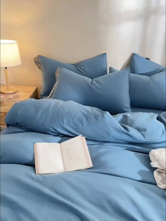 91家纺网 家纺一手货源 找家纺 库里梦家纺 2026新款A类棉麻绣花四件套-都市 都市-蓝