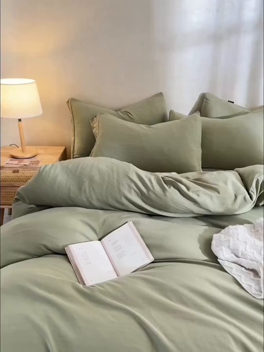 91家纺网 家纺一手货源 找家纺 库里梦家纺 2026新款A类棉麻绣花四件套-都市 都市-绿