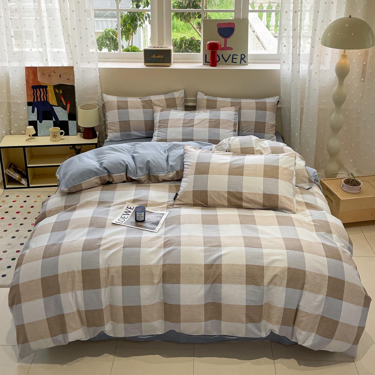 91家纺网 家纺一手货源 找家纺 涵宸家纺 2026新款全棉印花四件套-良品-场景一 格律-兰