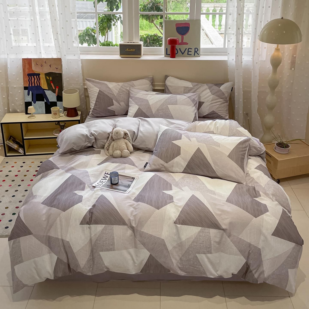 91家纺网 家纺一手货源 找家纺 涵宸家纺 2026新款全棉印花四件套-良品-场景一 几何幻境