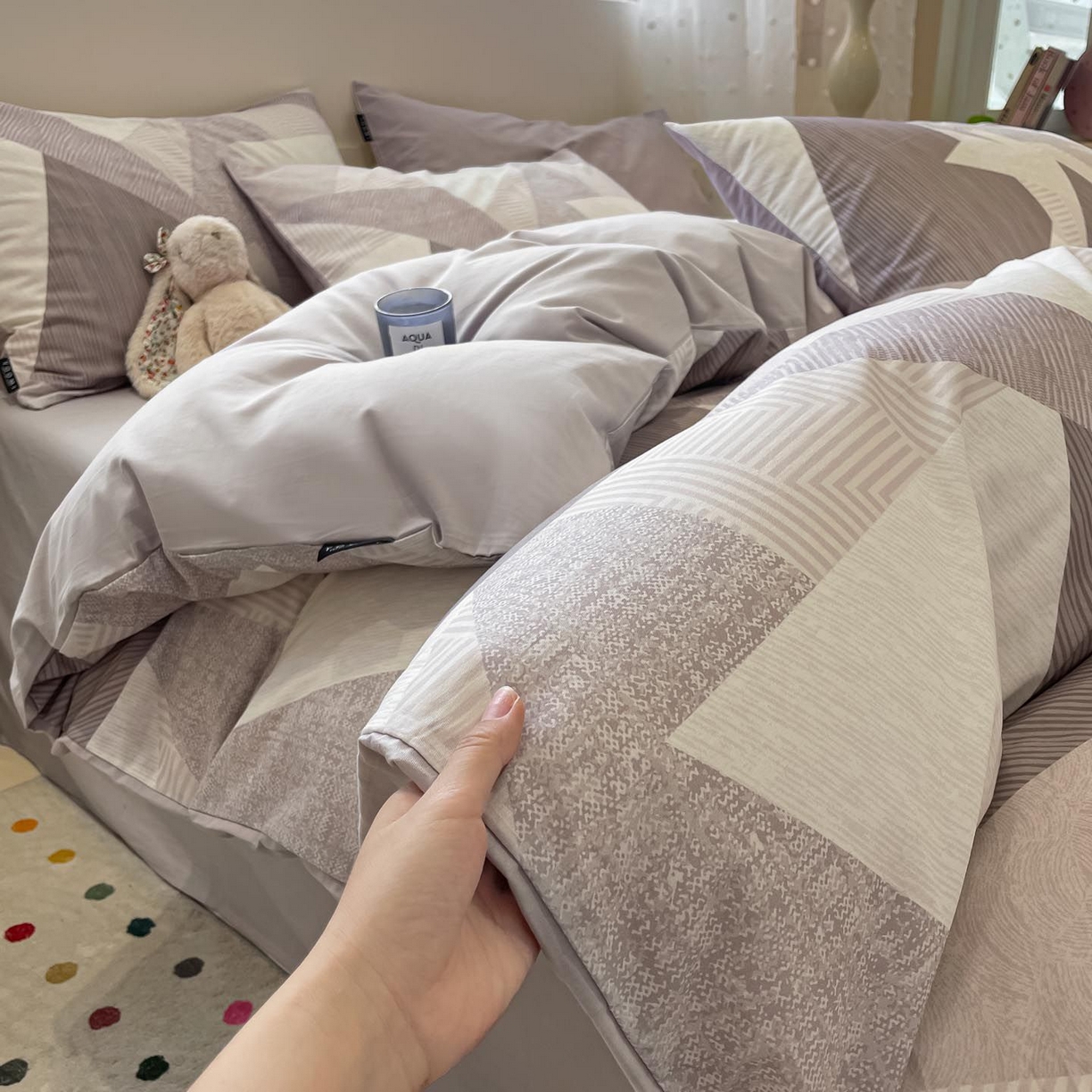 91家纺网 家纺一手货源 找家纺 涵宸家纺 2026新款全棉印花四件套-良品-场景一 几何幻境