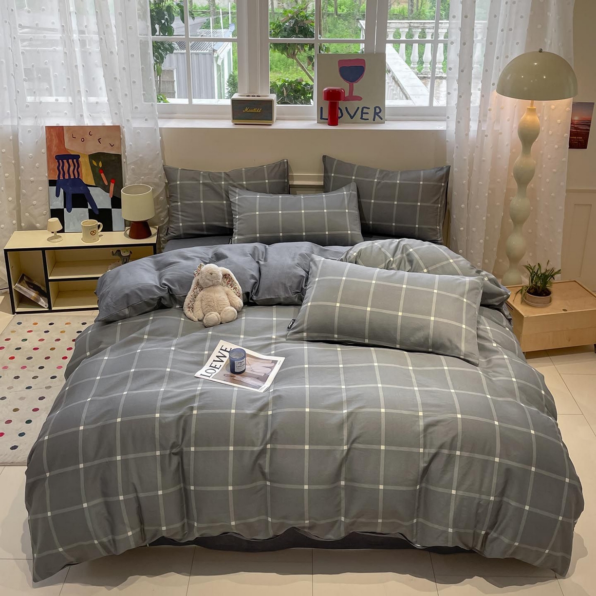 91家纺网 家纺一手货源 找家纺 涵宸家纺 2026新款全棉印花四件套-良品-场景一 麦田-灰