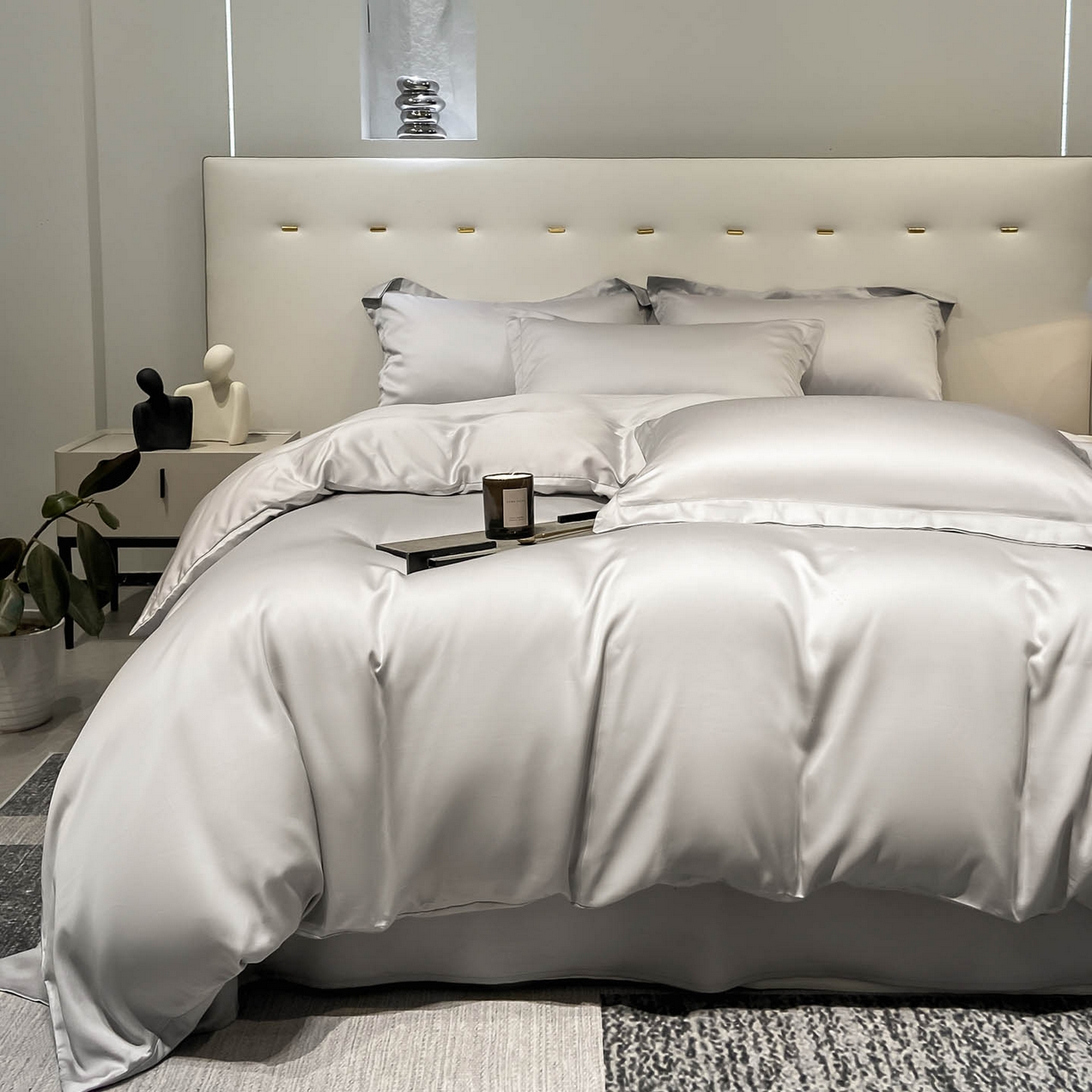 91家纺网 家纺一手货源 找家纺 涵宸家纺 2026新款兰精3M天丝纯色四件套 大地灰