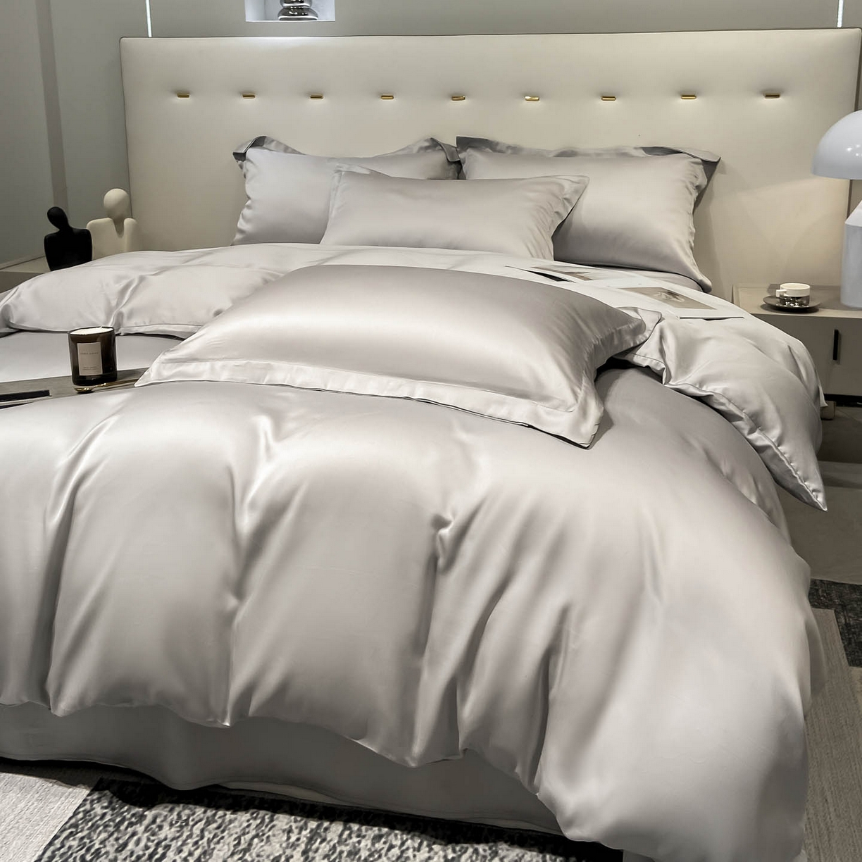 91家纺网 家纺一手货源 找家纺 涵宸家纺 2026新款兰精3M天丝纯色四件套 大地灰