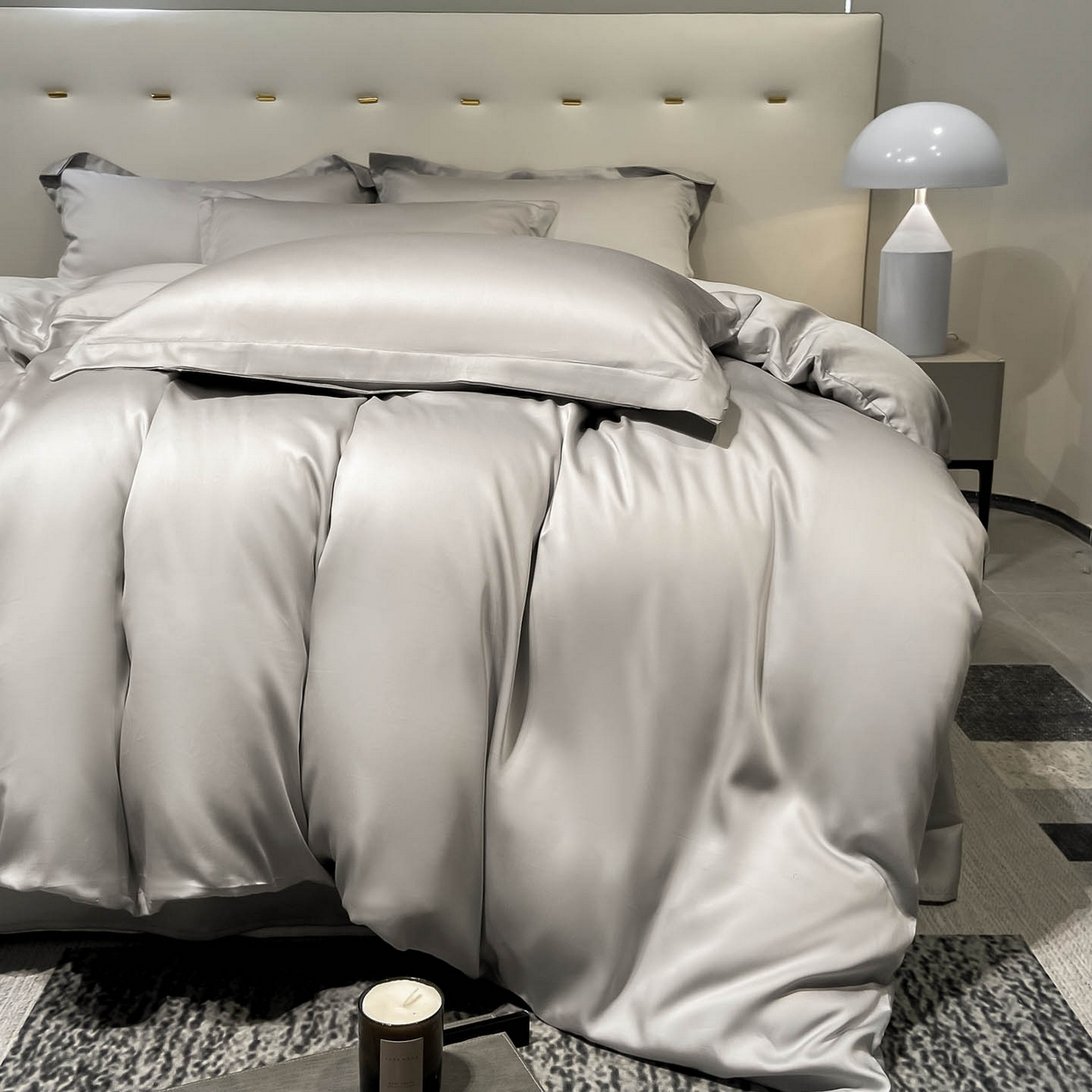 91家纺网 家纺一手货源 找家纺 涵宸家纺 2026新款兰精3M天丝纯色四件套 大地灰