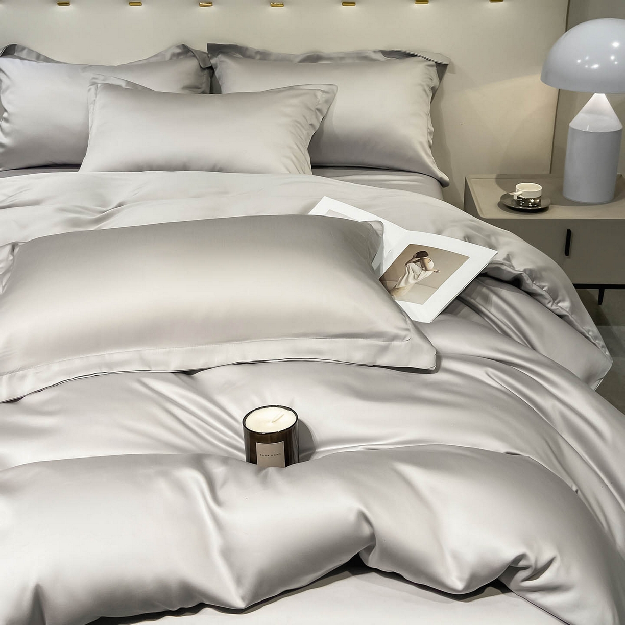 91家纺网 家纺一手货源 找家纺 涵宸家纺 2026新款兰精3M天丝纯色四件套 大地灰