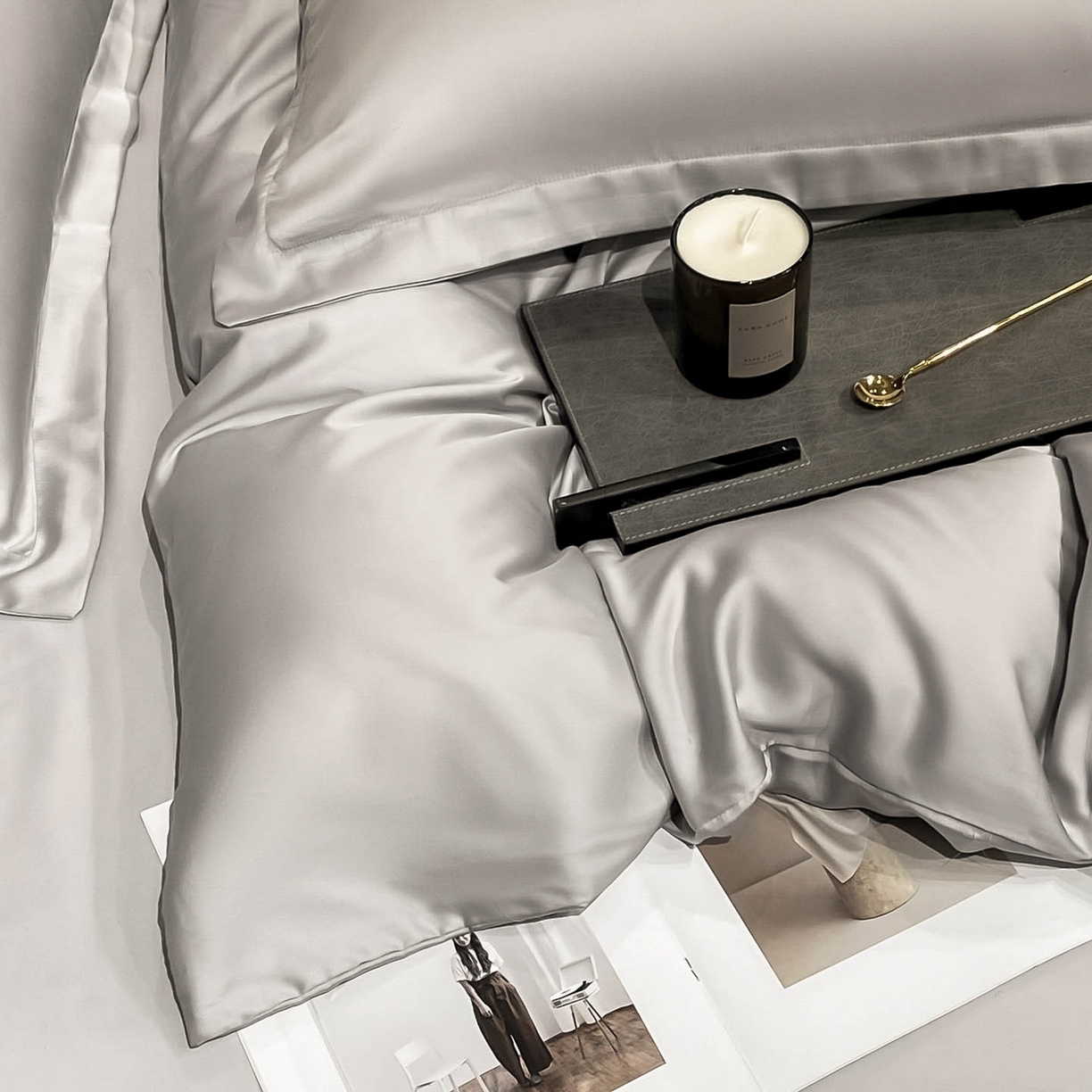 91家纺网 家纺一手货源 找家纺 涵宸家纺 2026新款兰精3M天丝纯色四件套 大地灰