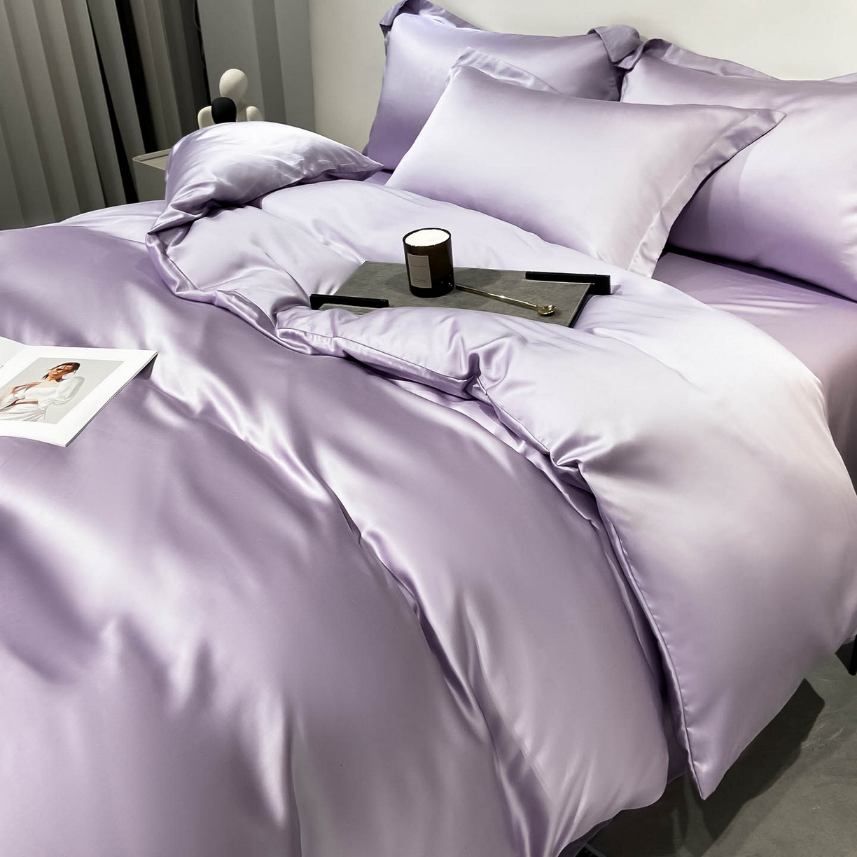 91家纺网 家纺一手货源 找家纺 涵宸家纺 2026新款兰精3M天丝纯色四件套 淡雅紫