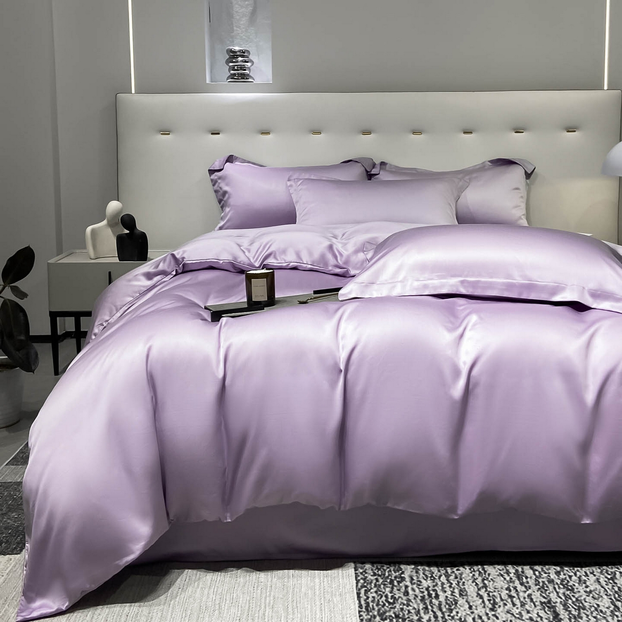 91家纺网 家纺一手货源 找家纺 涵宸家纺 2026新款兰精3M天丝纯色四件套 淡雅紫