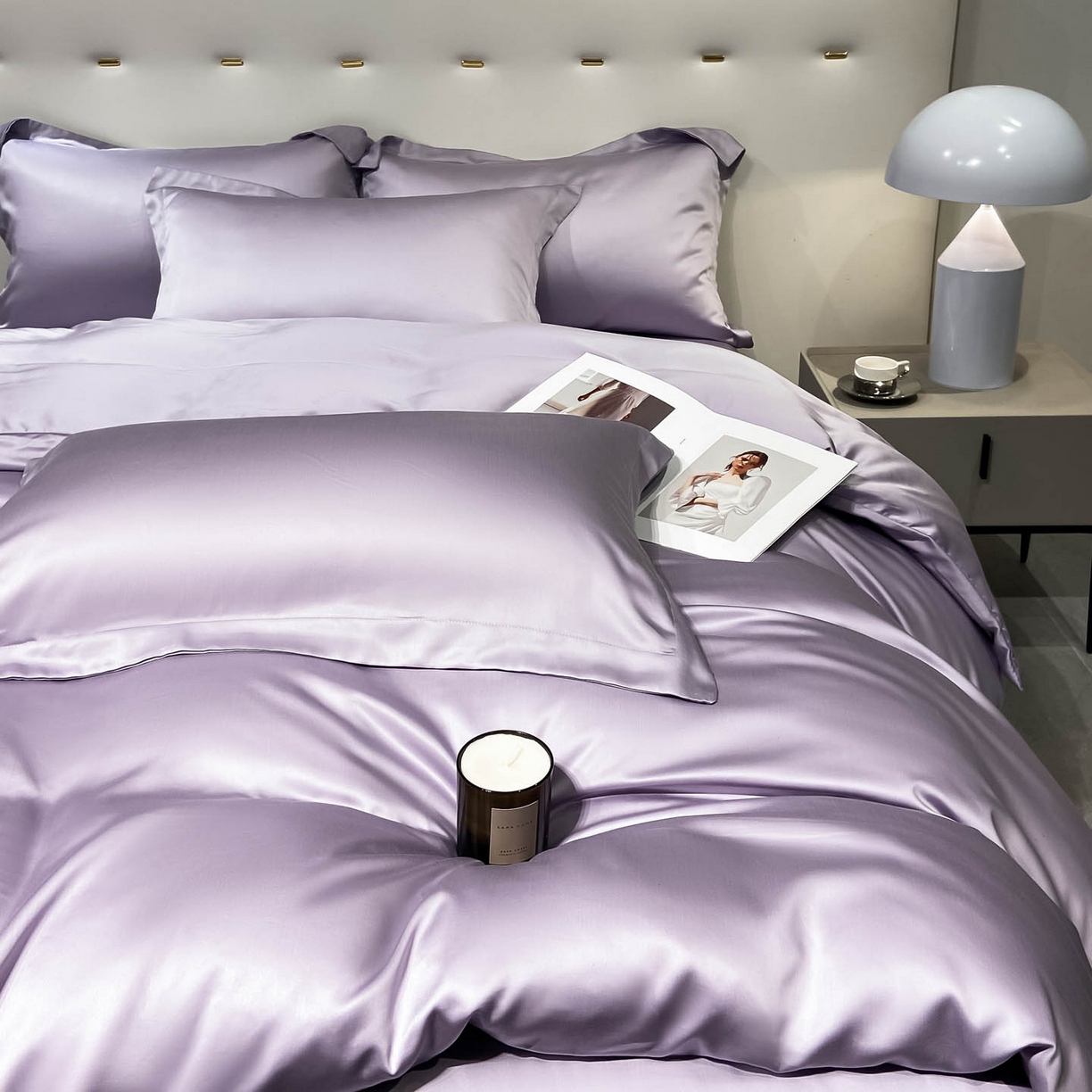 91家纺网 家纺一手货源 找家纺 涵宸家纺 2026新款兰精3M天丝纯色四件套 淡雅紫