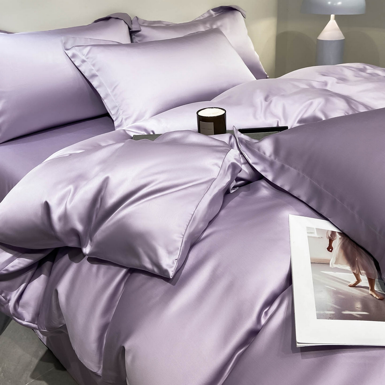 91家纺网 家纺一手货源 找家纺 涵宸家纺 2026新款兰精3M天丝纯色四件套 淡雅紫