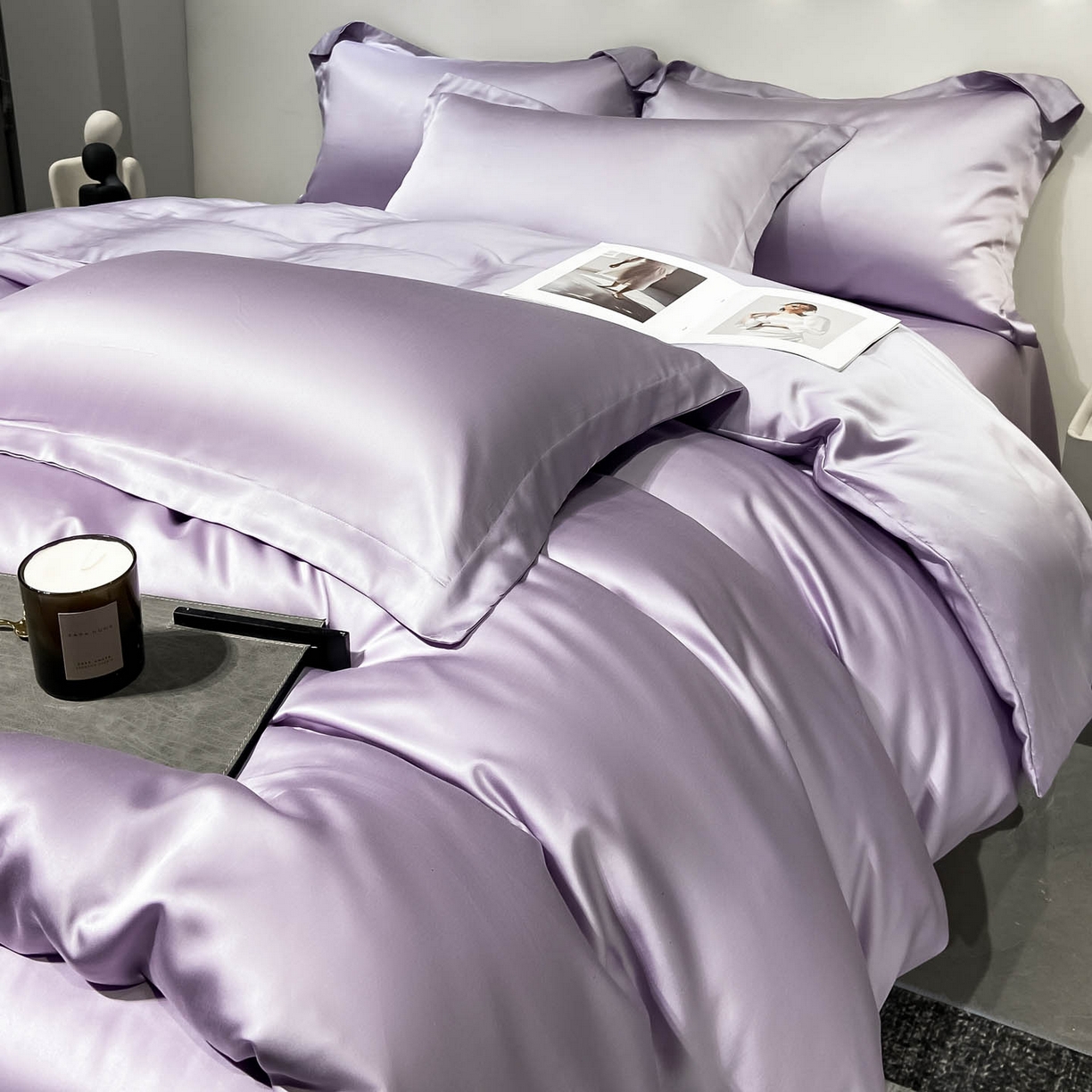 91家纺网 家纺一手货源 找家纺 涵宸家纺 2026新款兰精3M天丝纯色四件套 淡雅紫