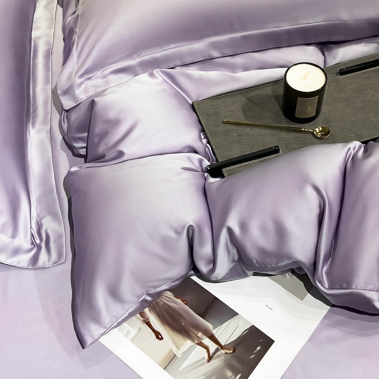 91家纺网 家纺一手货源 找家纺 涵宸家纺 2026新款兰精3M天丝纯色四件套 淡雅紫