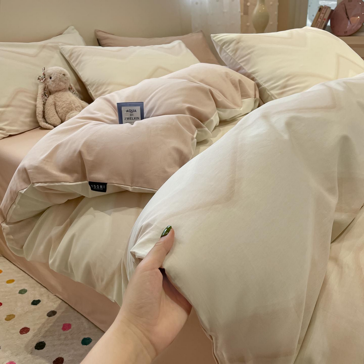 91家纺网 家纺一手货源 找家纺 涵宸家纺 2026新款全棉印花四件套-良品-场景一 摩卡