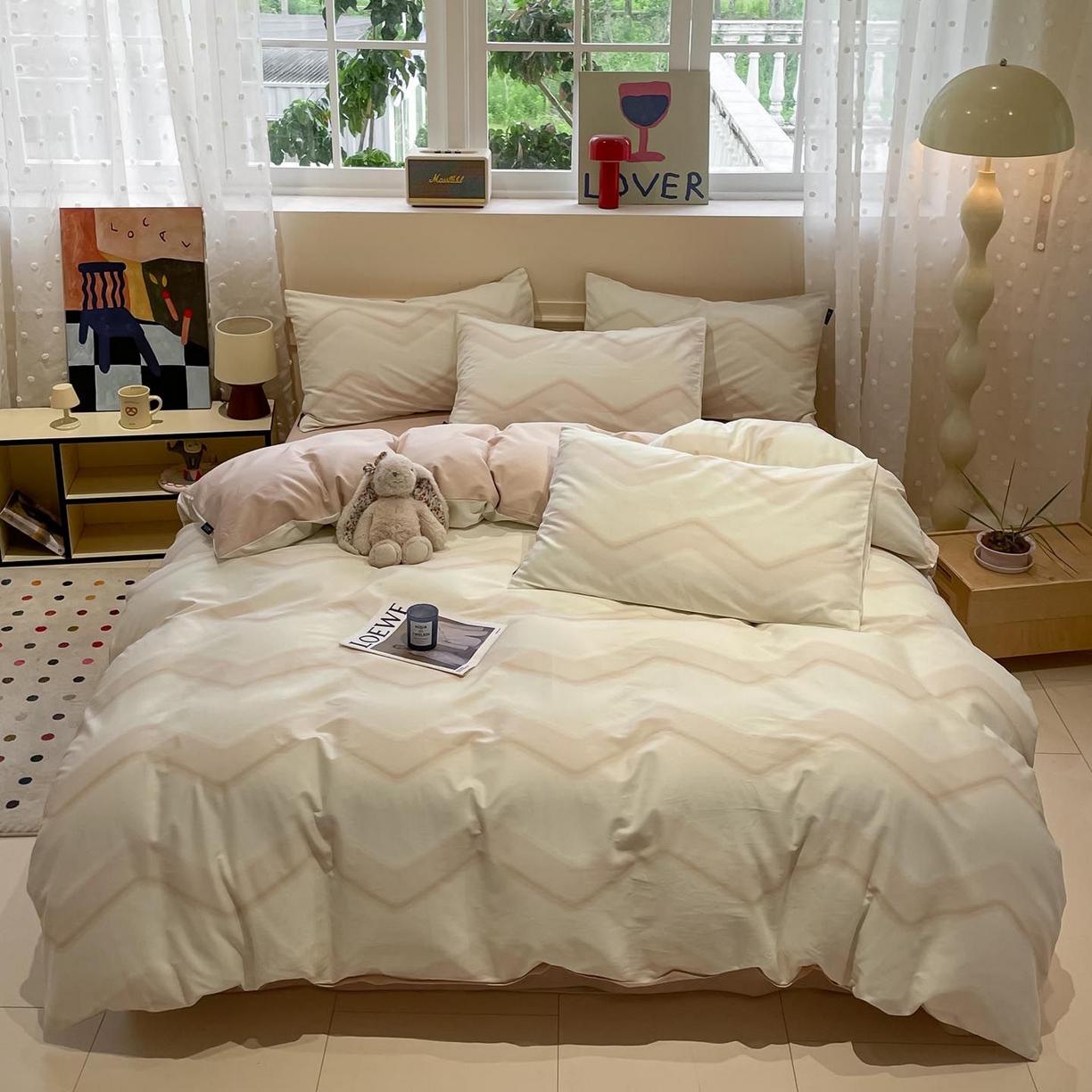 91家纺网 家纺一手货源 找家纺 涵宸家纺 2026新款全棉印花四件套-良品-场景一 摩卡