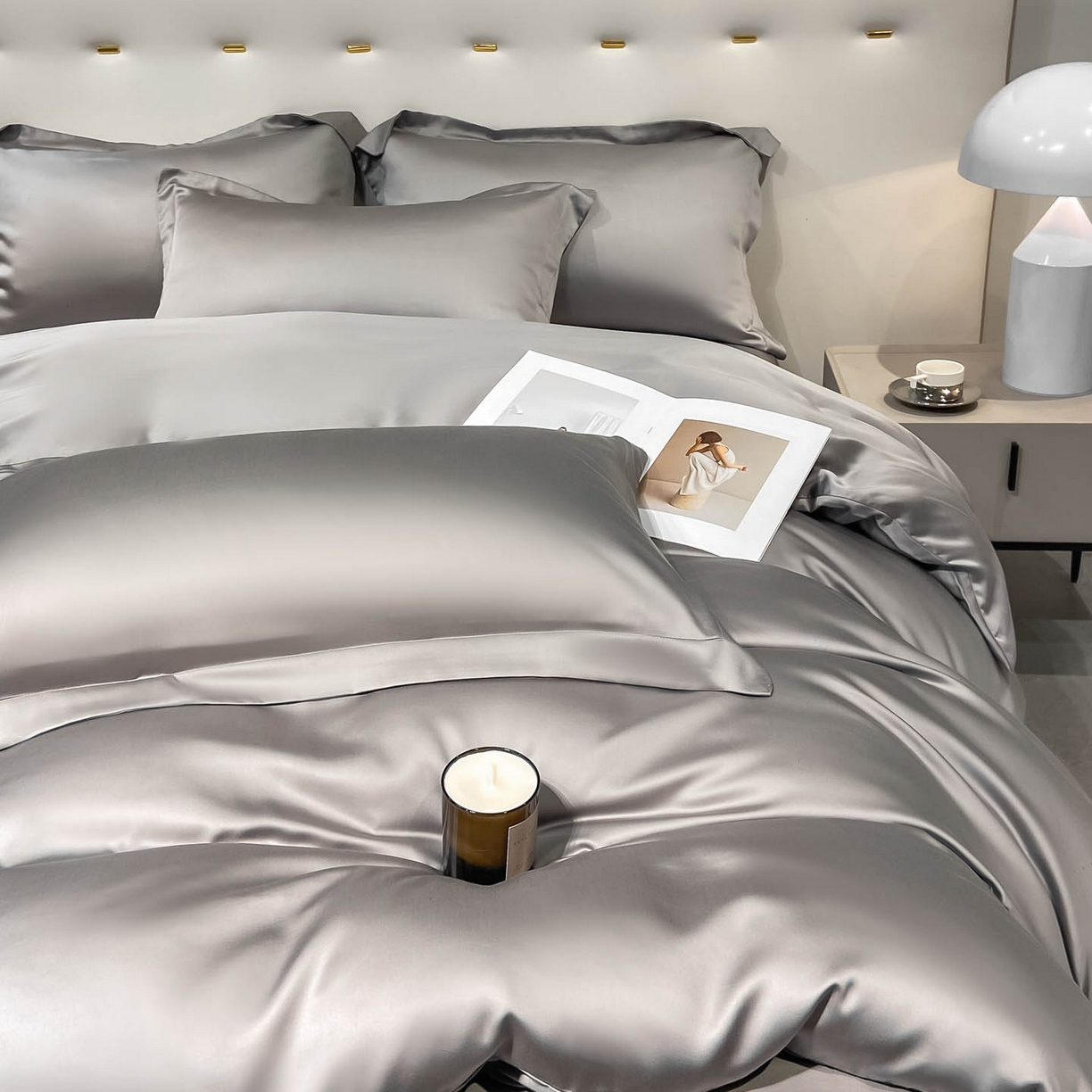 91家纺网 家纺一手货源 找家纺 涵宸家纺 2026新款兰精3M天丝纯色四件套 都市灰