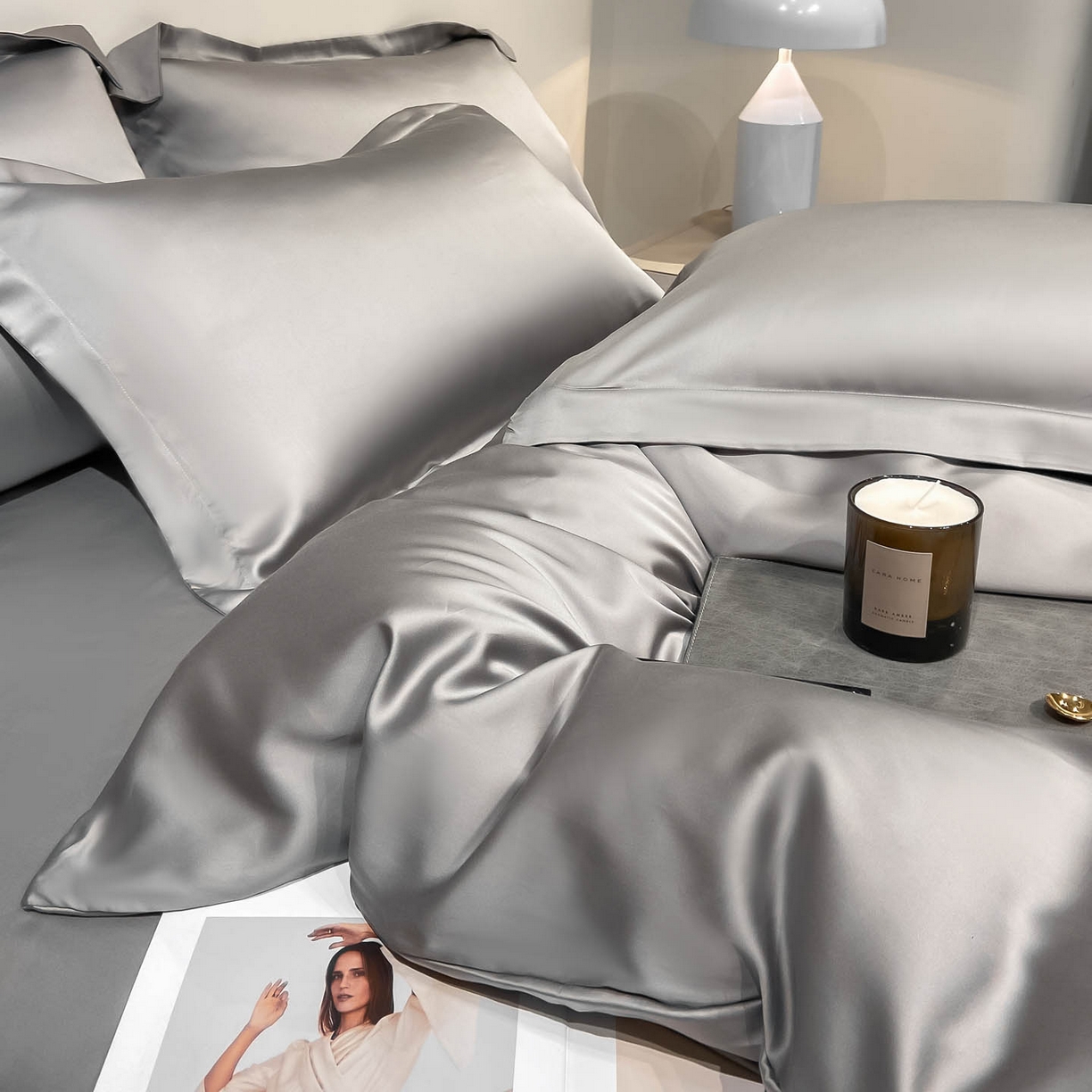 91家纺网 家纺一手货源 找家纺 涵宸家纺 2026新款兰精3M天丝纯色四件套 都市灰