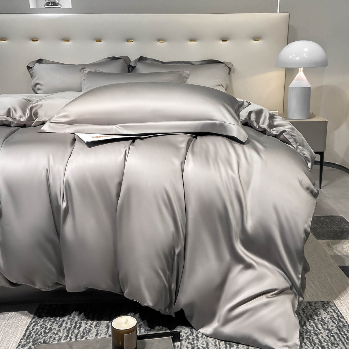 91家纺网 家纺一手货源 找家纺 涵宸家纺 2026新款兰精3M天丝纯色四件套 都市灰