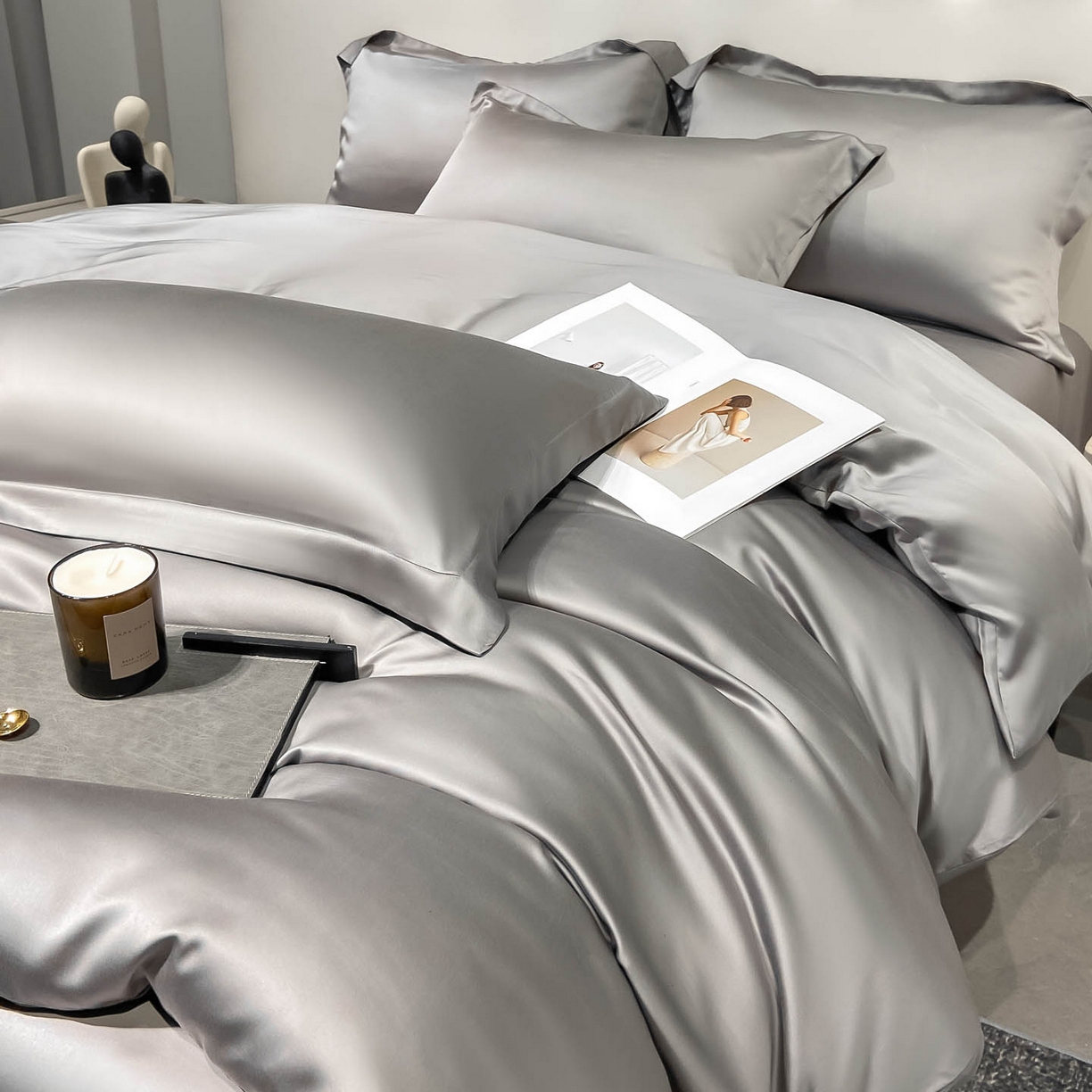 91家纺网 家纺一手货源 找家纺 涵宸家纺 2026新款兰精3M天丝纯色四件套 都市灰