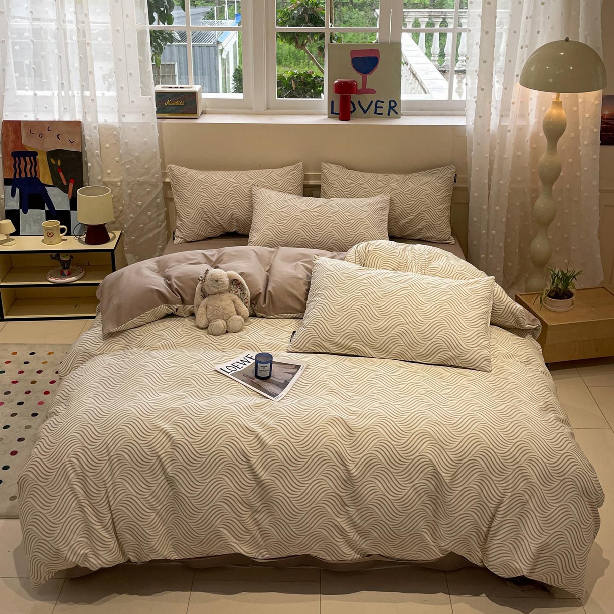 91家纺网 家纺一手货源 找家纺 涵宸家纺 2026新款全棉印花四件套-良品-场景一 浅忆