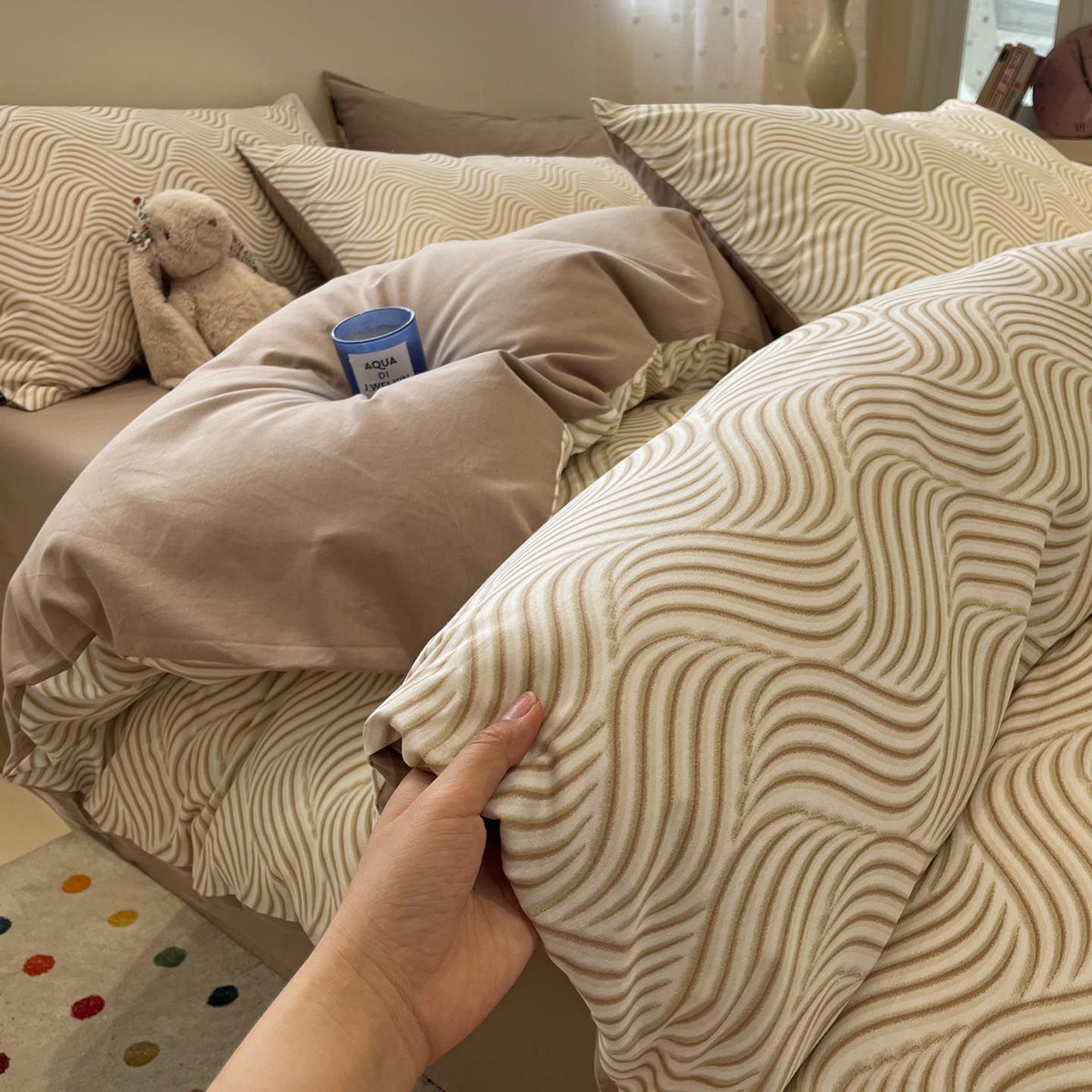 91家纺网 家纺一手货源 找家纺 涵宸家纺 2026新款全棉印花四件套-良品-场景一 浅忆